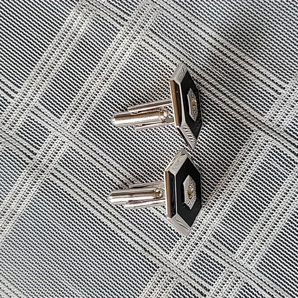 Vintage Swank Enamel Crystal Cufflinks - Picture 2 of 4
